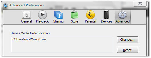 2. Decide the location of your iTunes Media Folder