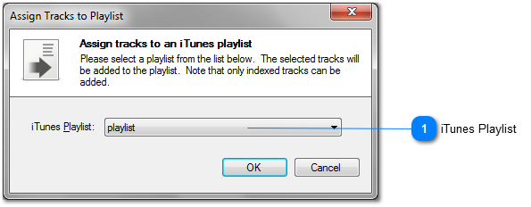 Assign Tracks to Playlist window