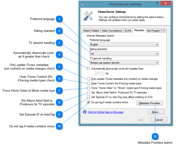 Settings - Metadata Tab