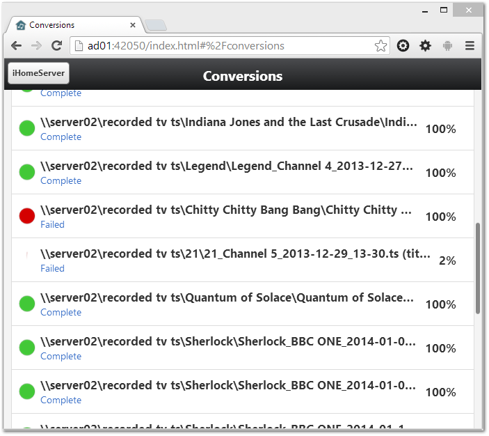 Conversions (iHomeServer Web Access)