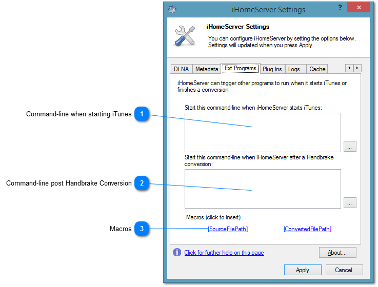 Settings - Ext Programs Tab